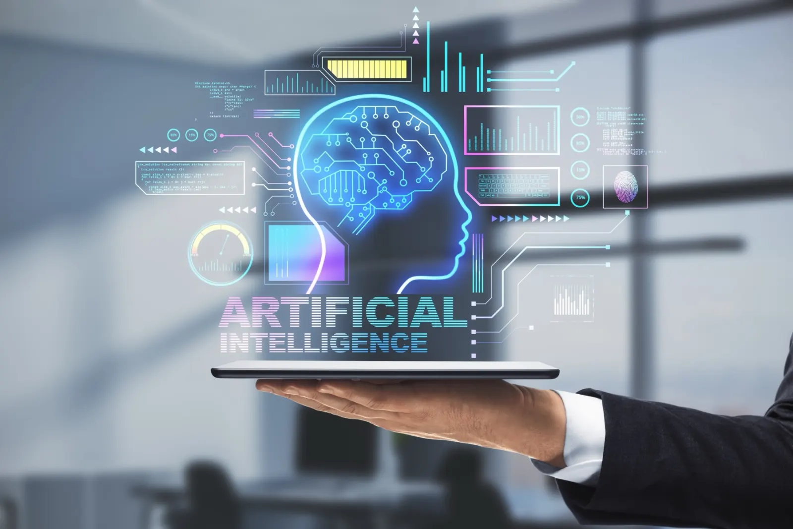 Tableta con una interfaz de inteligencia artificial